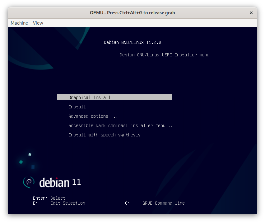 Debianインストーラーのメニュー